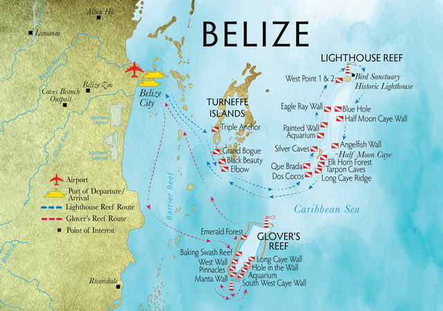 Karte Belize Liveaboard Tauchsafari