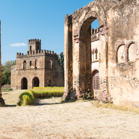 Alte Gebäude im Kaiserviertel in Gondar, Äthiopien