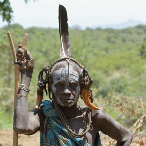 Traditionelle Bemalung der Mursi, Äthiopien