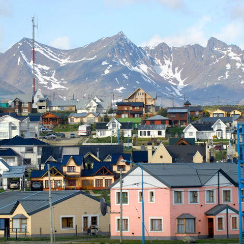 Bunte Häuser in Ushuaia, Argentinien