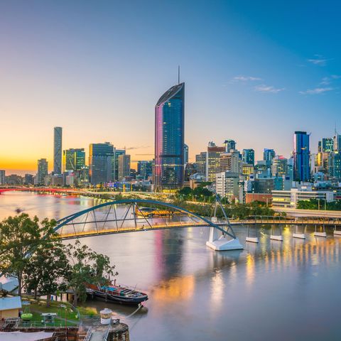 Die Skyline von Brisbane im Morgenlicht, Australien