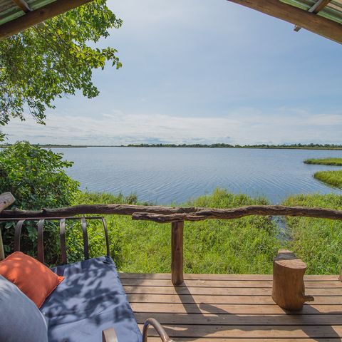 Ausblick vom Guma Lagoon Camp im Okavango Delta, Botswana