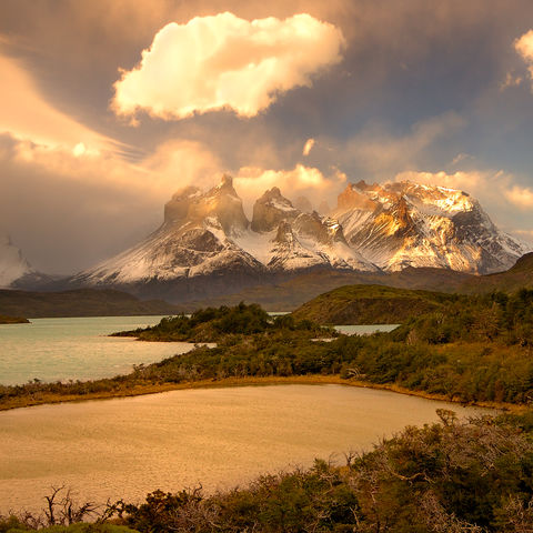 Sonnenuntergang im Torres del Paine Nationalpark, Chile