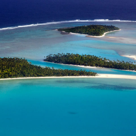 Aus der Vogelperspektive: Aitutaki Lagune, Cook Inseln