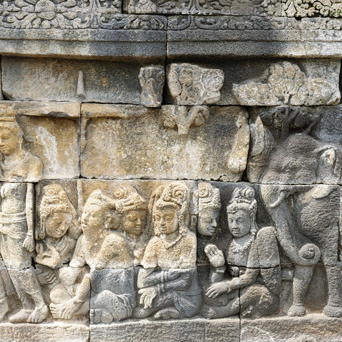 Reliefs im Borobudur-Tempel, Indonesien