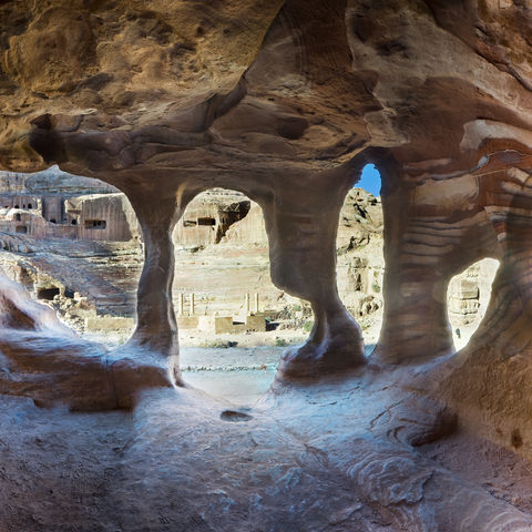 Blick aus der Felsenstadt Petra, Jordanien