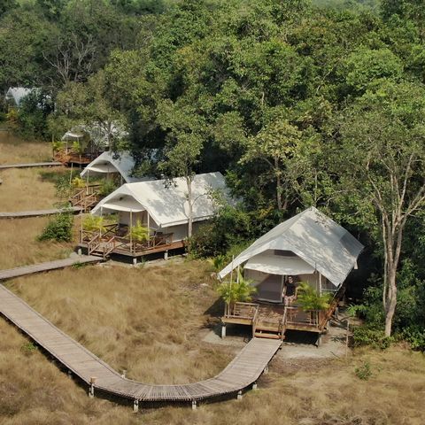 Nachtquartier aus der Vogelperspektive, Kambodscha