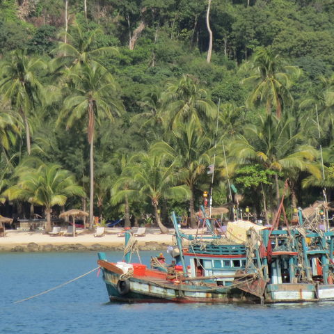 Blick auf ein Fischerboot, Kambodscha