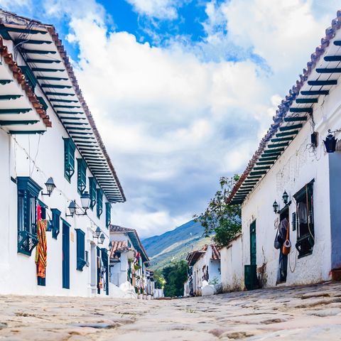 Eine Straße in Villa de Leyva, Kolumbien
