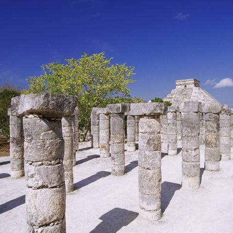 Säulen in Chichen Itza, Mexiko