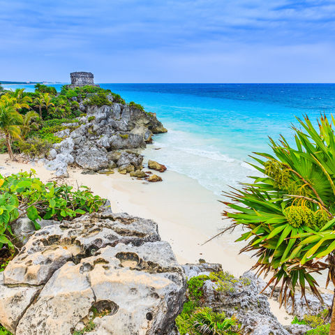 Maya Ruinen Tulum und das Meer, Yucatán, Mexiko