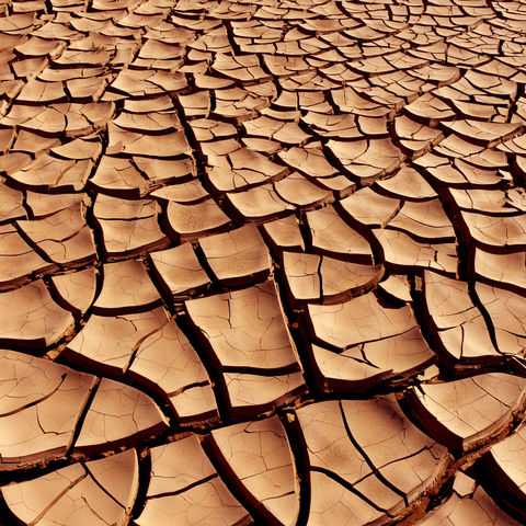 Trockener und rissiger Boden in der Namib-Wüste, Namibia