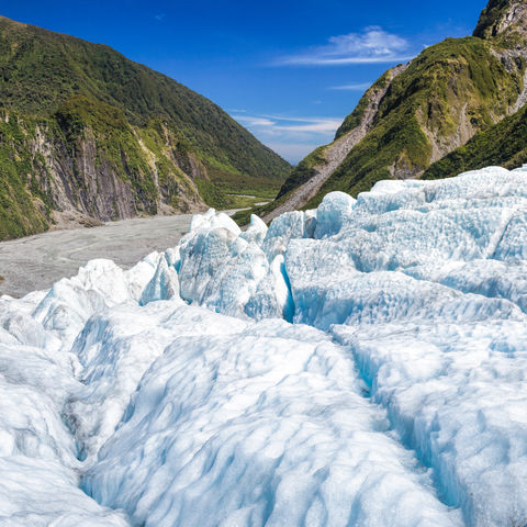 Blick vom Fox Gletscher, Neuseeland