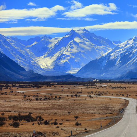 Straße zum Mount Cook, Neuseeland