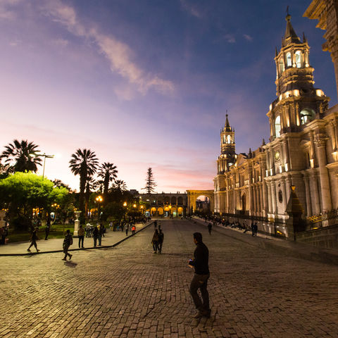 Die Kathedrale von Arequipa am Morgen, Peru