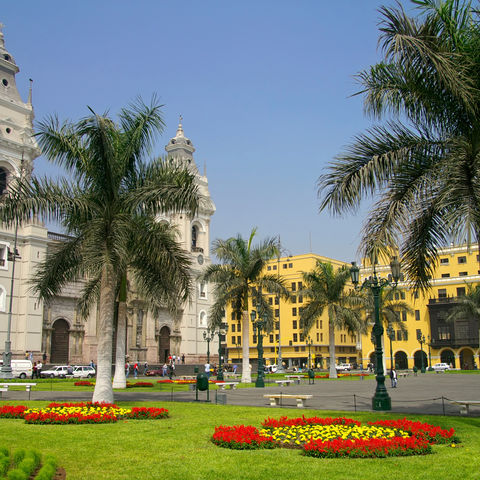 Die Plaza de Armas im historischen Zentrum von Lima, Peru