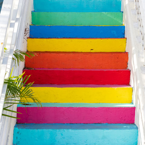 Bunte Treppen auf St. Maarten, Seacloud