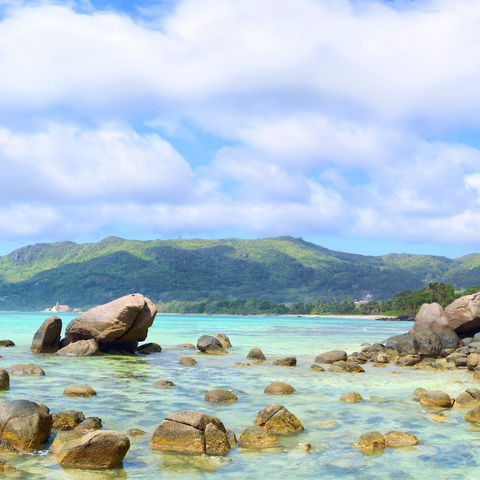 Strand auf der Insel Mahé, Seychellen