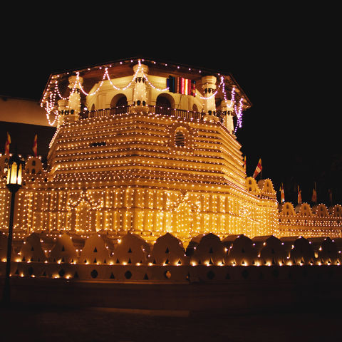 Mit Lichtern geschmückter Zahntempel, Sri Lanka