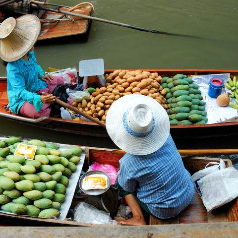 Schwimmender Markt in Ayutthaya in der Nähe von Bangkok, Thailand