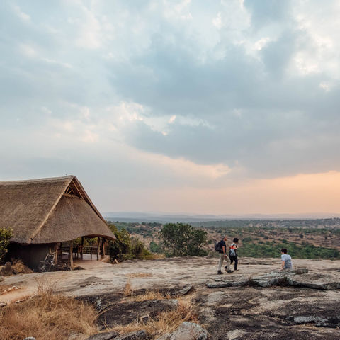 Aussicht von der Rwakobo Rock Lodge im Lake Mburo Nationalpark, Uganda