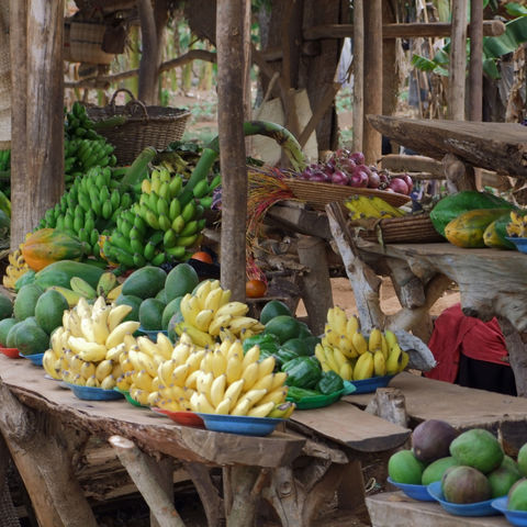 Viel Obst und Gemüse: Marktbesuch, Uganda