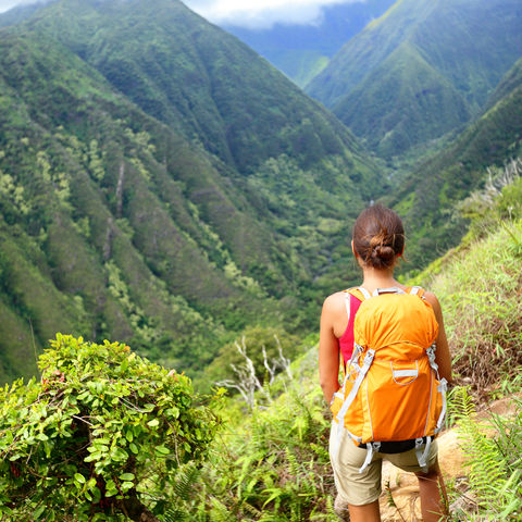 Wanderschuhe treffen auf Waihee Rücken und Maui Berge, Hawaii