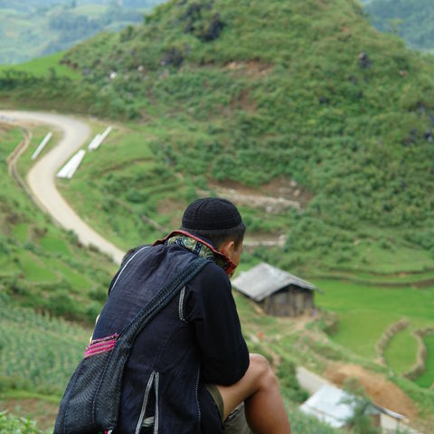 Black Hmong im Reisfeld in Nordvietnam, Vietnam